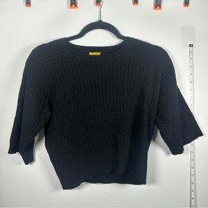 Daisy Black Half Sleeve Cropped Knit Sweater Women’s L